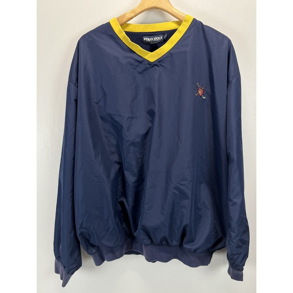 Vtg Polo Golf Ralph Lauren Windbreaker Jacket Sz XXL 2XL Mens Crest Logo Navy